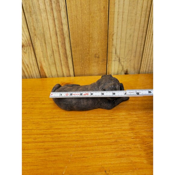 Small Vintage Brown ceramic Pug Dog Figurine Lying Down Collectible Home Decor - Picture 6 of 12